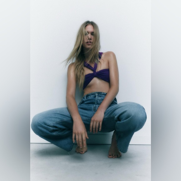 ZARA Purple Cropped Top - Picture 2 of 6